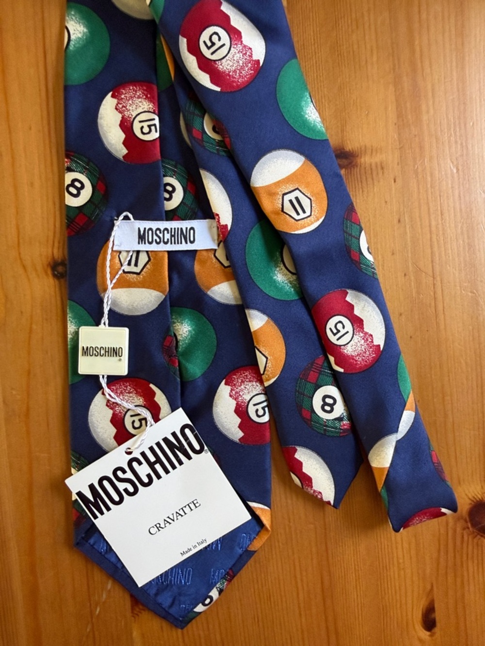 NEW Moschino vintage 1994 billiards silk tie - Picture 6 of 7